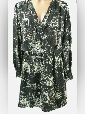 Black and White Abstract Print Wrap Dress